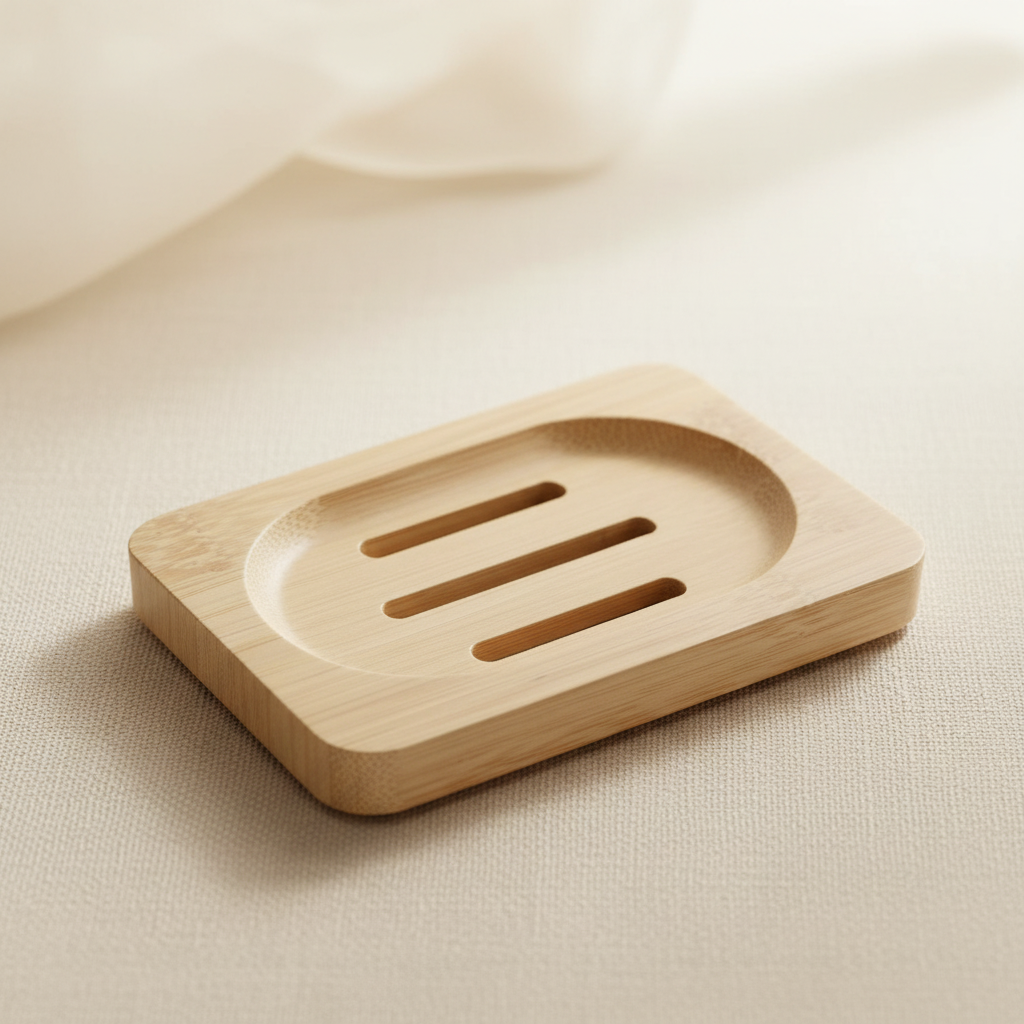 Jabonera de bambú – fondo beige Lumo